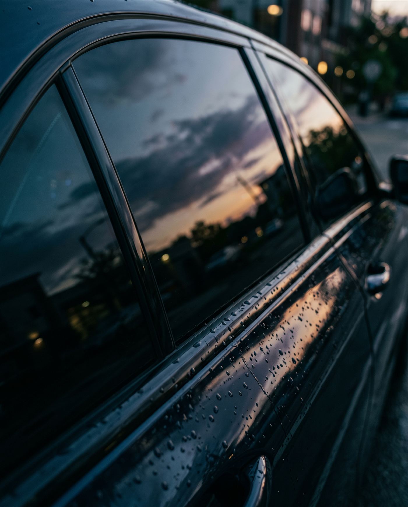 Placeholder concept image: close-up of freshly tinted car side glass. To be replaced with EHCO project photography.